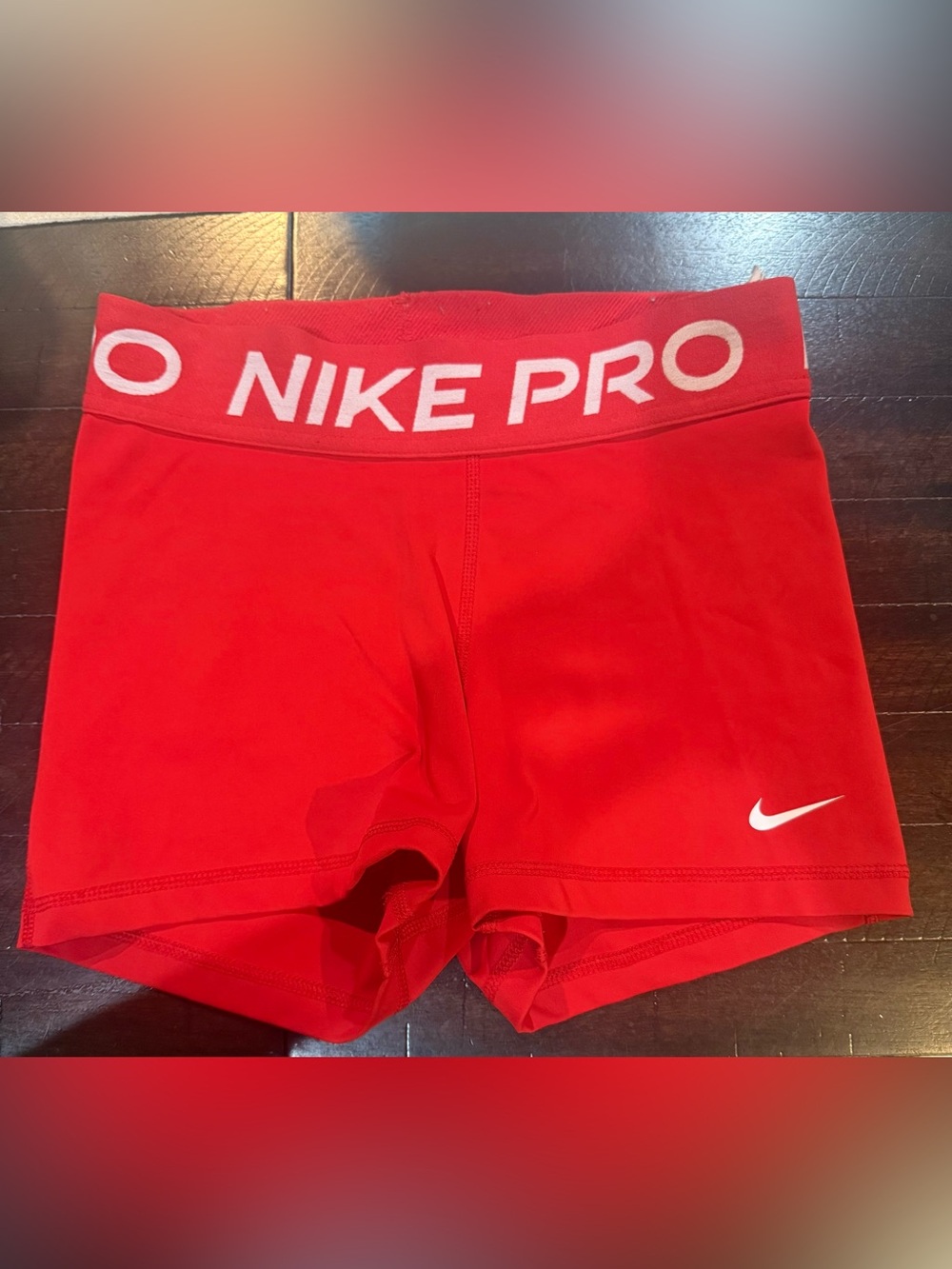 Nike Pro Red Training Compression Shorts with White Swoosh